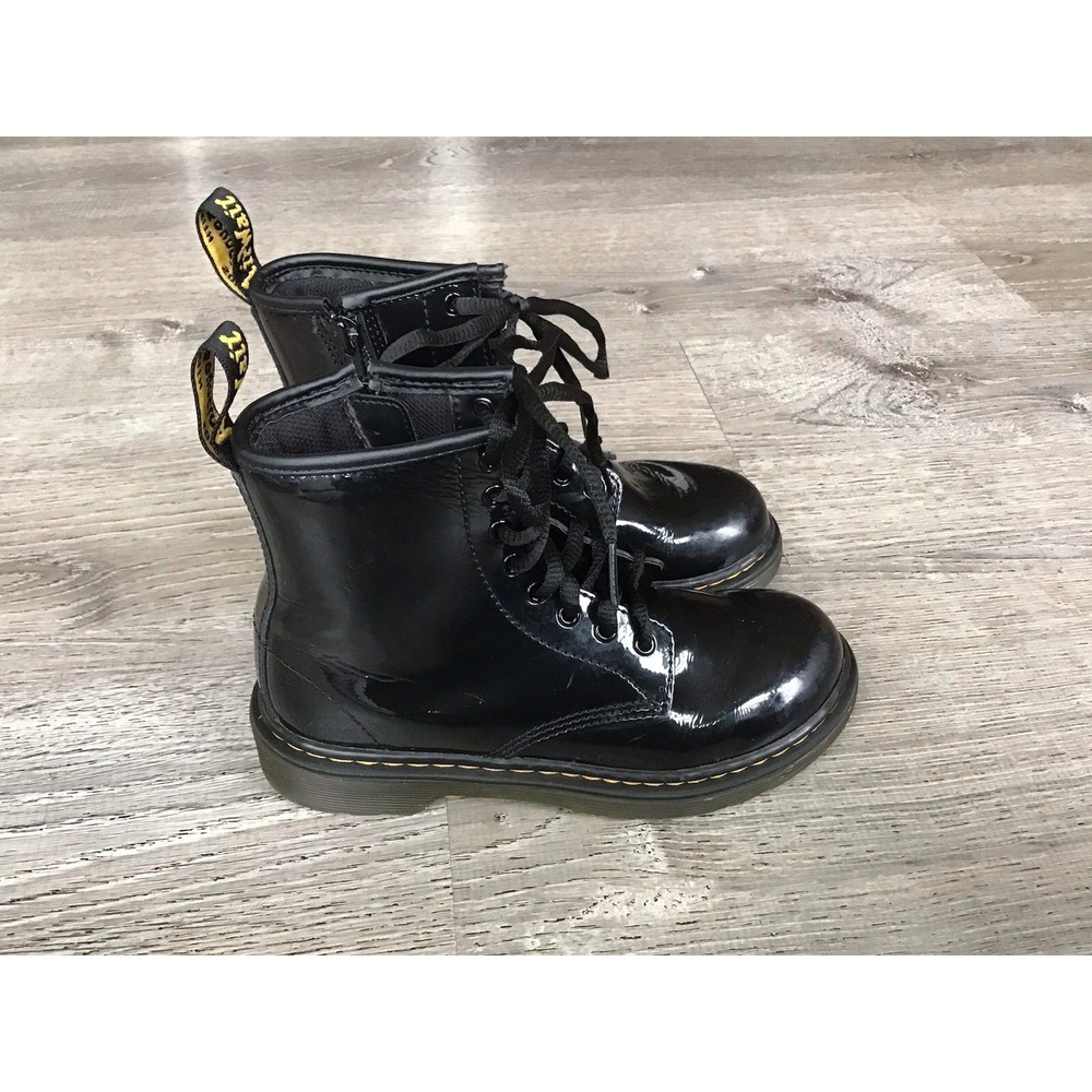Dr. Martens Youth Size 1 15382 Black Zip Lace Up Combat Boots Kids Grunge Punk